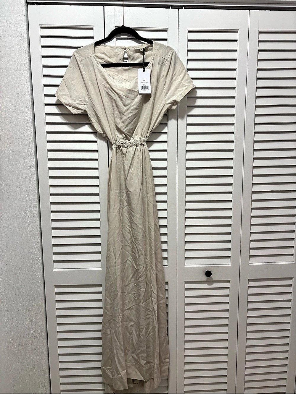 Onia Boatneck Cutout Dress Women's Maxi Cream Medium NWT